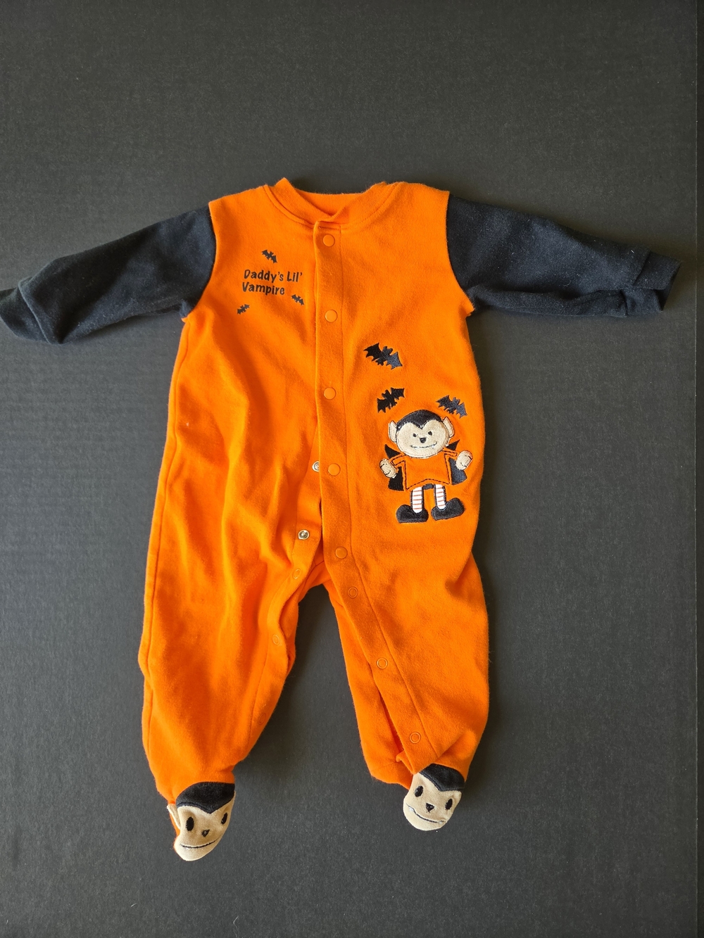 Carter's Baby Halloween Fleece Footed Sleeper 3-6 Months Orange Black Vampire